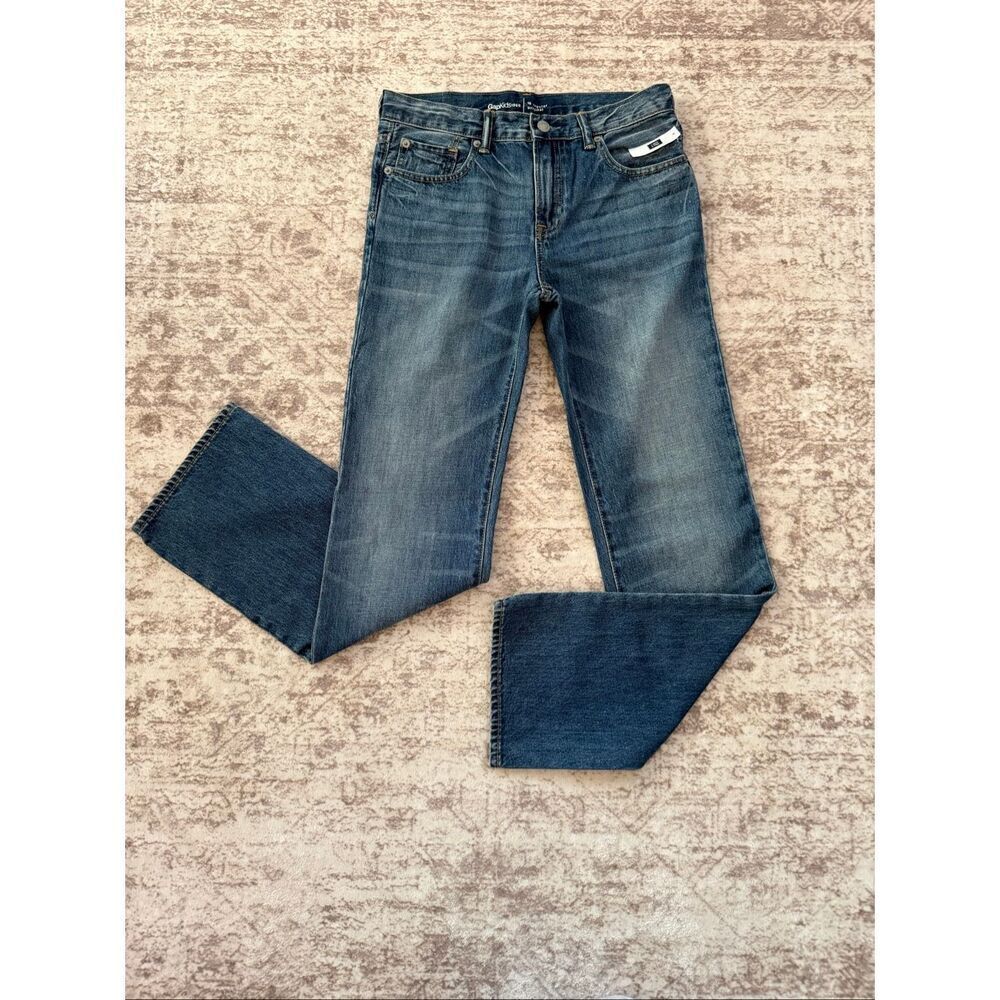 NWT Gap 1969 Kids Cotton Denim Slim Straight Leg Jeans Dark Wash Blue Size 16